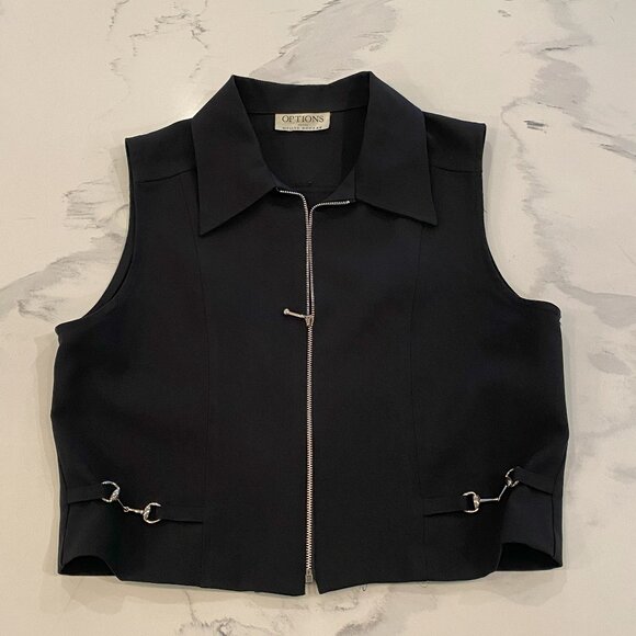 OPTIONS by Meline Duczak - No Sleeve, Zip Front, Western Detail, Black - Size M - Picture 3 of 6